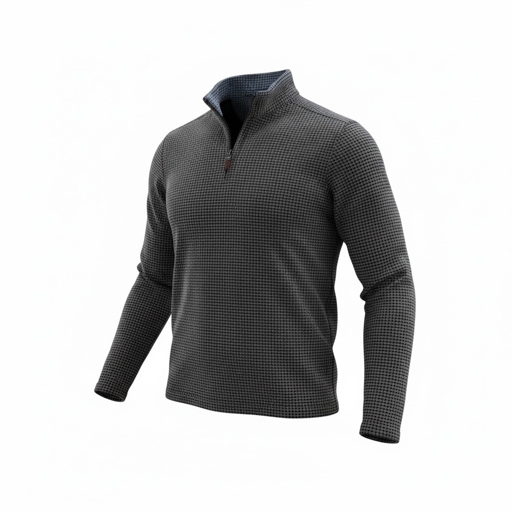 Johnston and Murphy Men’s 1/4 zip waffle knit gray Checked sweater size XL
